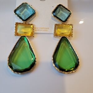 Natasha Earrings. Vibrant Colors. Summer Statement. Gold-Tone. New.